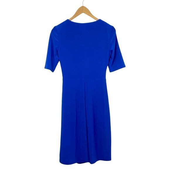 RALPH LAUREN Dress Women's Cobalt Blue V Neck Cocktail Dress with Ruffle US 4 - Picture 2 of 9